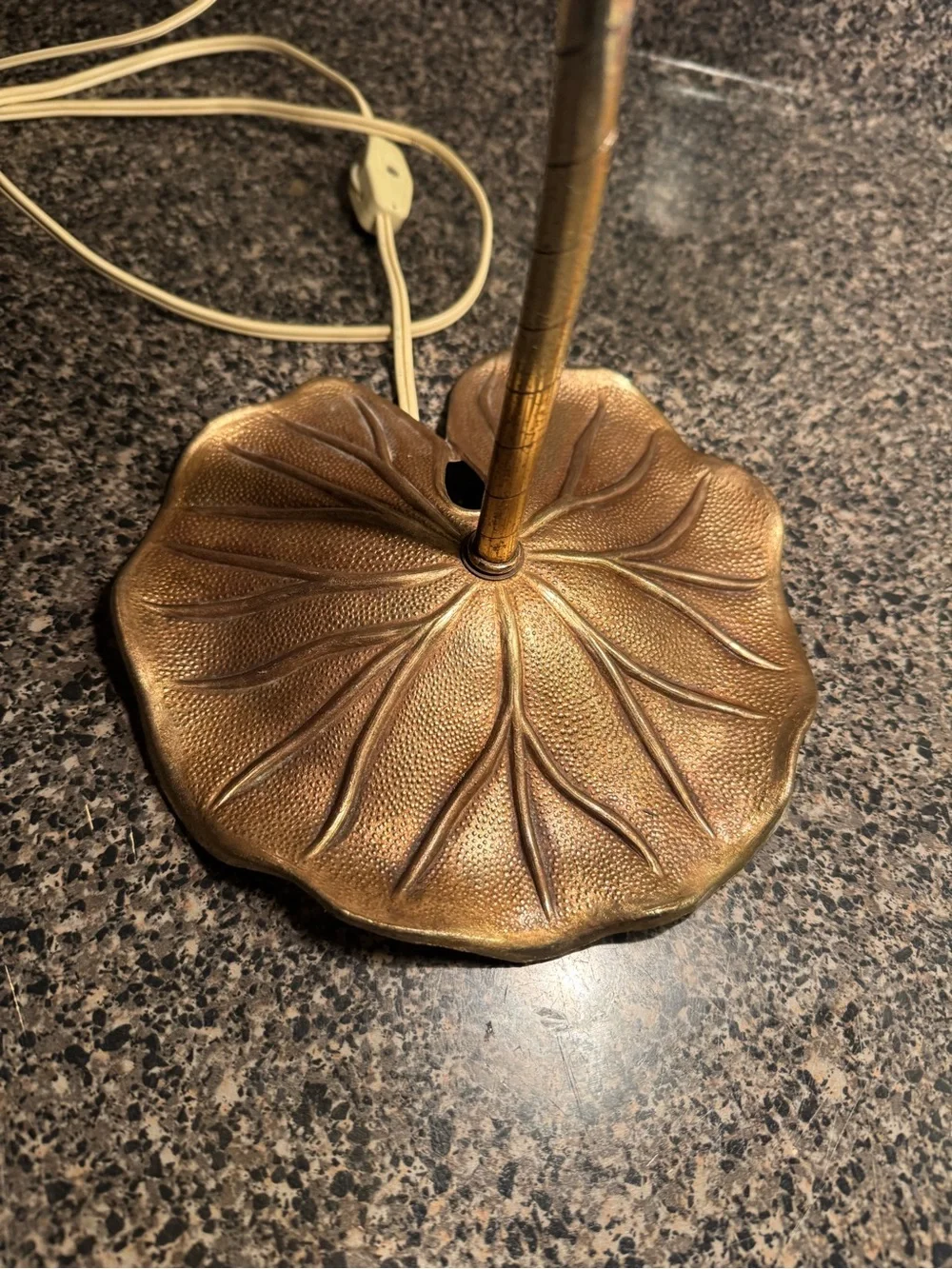 Vintage Brass Lily Pad Tulip Gooseneck Desk Lamp Frosted Clear Shade
